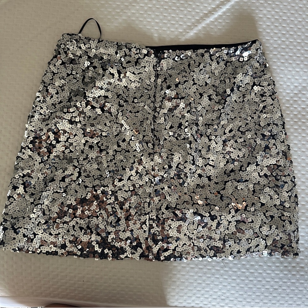 Reformation Veranda Silver Sequin Mini Skirt - image 5